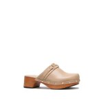 La modeuse - tongs mules - sabots en simili clouts avec bride  boucle dore. semelle intrieure rembourre ...