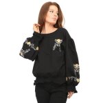 Top avec des fleurs brod�es au niveau des manches et de la poitrine. fronc� � la taille et aux poignets. ...