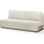 Module canap� convertible 2 places avec coffre de rangement en velours c�tel� beige - harper mod