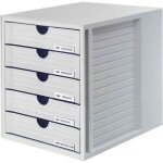 Module de classement - han - 5 tiroirs ferm�s - gris - polystyr�ne - meuble de bureau