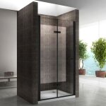 Monablack porte de douche pliante et pivotante h 195 cm noir largeur r�glable de 96 � 100 cm verre 6 ...