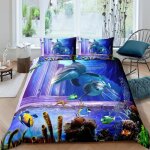Le monde au fond de la mer dauphins parure de lit 3 pieces 1 housse de couette 220 * 240cm et 2 taies ...