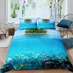 Monde au fond de la mer et le parure de lit 3 pieces 1 housse de couette 220 * 240cm et 2 taies doreillers ...