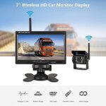 Moniteur lcd de 7 pour vehicule avec camera de recul sans fil 12v - 24v etanche ip67 angle 120 pour ...