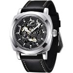 Montre automatique homme mcanique bracelet en cuir squelette vider tanche cadeau de fte des pres ...