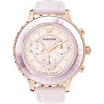 Montre - swarovski - octea lux chrono - cuir effet croco - quartz - rose clair
