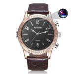 Montre cam�ra espion full hd 1080p bracelet cuir vision nuit d�tection mouvement rom 32 go or yonis
