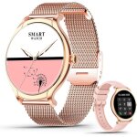 Montre connect�e femme - trahoo - ronde - 1. 39 - appel bluetooth - ip67
