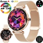 Montre connect�e femme xtraditech alliage diamant� 3d losange polygonal rond �cran amoled 119? mignon ...