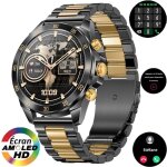 Montre connect�e homme xtraditech bracelet acier inox noir dor� contrast� luxueux 143 amoled appel bleutooth ...
