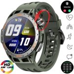 Montre connect�e sport militaire verte amoled 143 appel bluetooth couronne num�rique g�ante lunette acier ...