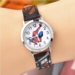 Montre enfant - marvel - spiderman - cuir noir - affichage analogique - bo�tier rond