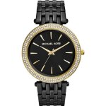 Montre femme - michael kors - darci mk3322 - acier noir - lunette dor�e - maillons fins