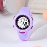 Montre enfant fille violet �tanche 3atm num�rique simple fluorescent multifonctionnel