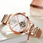Montre femme automatique marque de luxe 2020 m�canique acier inoxydable �tanche blanc mode et qualit� ...