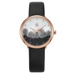 Montres femmes bracelet cuir quartz etanche noir