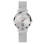 Montre femme coeur battant argent cadran argent bracelet acier milanais argent 14 mm