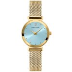Montre femme ligne pure cadran bleu bracelet acier milanais doré Montre femme ligne pure cadran bleu bracelet acier milanais doré