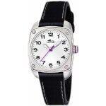 Montre femme - lotus - cadet 15735 / e - bracelet cuir noir - quartz analogique - bo�tier acier rond