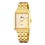 Montre femme - lotus - rectangulaire - acier dor - cadran beige - quartz