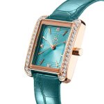 Montre femme luxe marque 2021 quartz diamants rectangulaire simple �tanche bracelet en vrai cuir verte ...