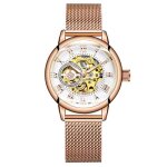 Montre femme mcanique automatique analogique pour dammes cadran squelette bracelet maille tresse en ...