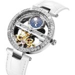 Montres femmes mcanique automatique bracelet en cuir vritable remontoir vider tanche dames afficher ...