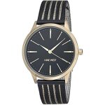 Montre femme - nine west - montre bracelet maille - cadran noir - aiguilles dorées - chic Montre femme - nine west - montre bracelet maille - cadran noir - aiguilles dorées - chic