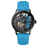 Montre femme paddock noir cadran noir bracelet cuir bleu 20 mm Montre femme paddock noir cadran noir bracelet cuir bleu 20 mm
