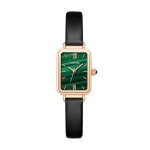 Montre femme marque quartz haut de gamme cadran rectangulaire bracelet en cuir cadran vert malachite ...