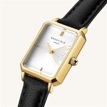 Montre femme - rosefield - octagon xs - cuir noir - cadran blanc - botier dor