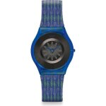 Montre femme - swatch - breezy feather sfs102 - bracelet cuir et textile - couleur bleu - quartz Montre femme - swatch - breezy feather sfs102 - bracelet cuir et textile - couleur bleu - quartz