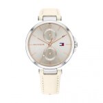 Montre - femme - tommy hilfiger - cadran gris argent� bracelet cuir beige - 1782123