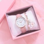 Montre fille avce bracelet fleurs de cerisier rose mode tudiant adolescent bracelet en cuir cadeau