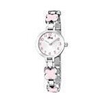 Montre fille - lotus - l15828 - 2 - quartz - cadran rond blanc - bracelet acier rose