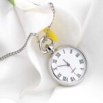 Montre  gousset montre de poche mode quartz rond cadran collier vintage chane en argent pendentif style ...