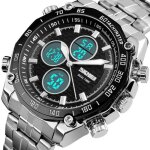 Montre homme de marque 2021 sport quartz acier etanche numrique et analogique double affichage