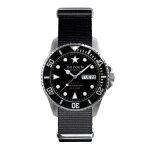 Montre homme - oxygen - moby dick - quartz analogique - bracelet tissu noir - botier acier inoxydable ...