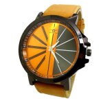 Montre homme bicolore noir orange marron camel cuir top chic bijoux id�e cadeau