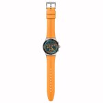 Montre - swatch - tangerine tiger - chronographe - bracelet silicone - cadran bleu Montre - swatch - tangerine tiger - chronographe - bracelet silicone - cadran bleu