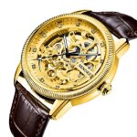 Montre homme cadran squelette mode dor tanche mcanique automatique bracelet en cuir diamant mode classique ...