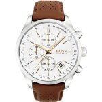 Montre homme - hugo boss - 1513475 - cuir marron - acier inoxydable - r�sistante � leau