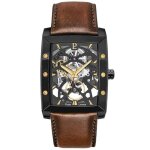 Montre homme hector cadran noir bracelet cuir brun