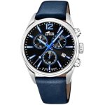 Montre homme lotus chrono - bracelet cuir - cadran noir - etanche 10 atm Montre homme lotus chrono - bracelet cuir - cadran noir - etanche 10 atm