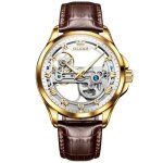 Montre homme de marque de luxe canique automatique cadran squelette transparent bracelet en cuir tanche ...