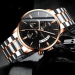 Montre homme de marque de luxe lumineux chronom�tre quartz �tanche date bracelet acier inoxydable super ...