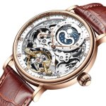 Montre homme mcanique automatique tanche perspective creuse tourbillon double temps lumineux affichage ...