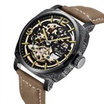 Montre homme - classique - mécanique automatique - cadran squelette - Étanche - bracelet cuir marron Montre homme - classique - mécanique automatique - cadran squelette - Étanche - bracelet cuir marron