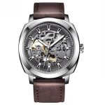 Montre homme mcanique automatique de marque de luxe bracelet en cuir dial squelette tanche cadeau de ...