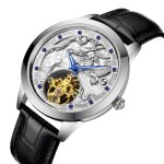 Montre homme m�canique automatique mode le nouveau diamant �tanche bracelet en cuir noir cool haute qualit� ...